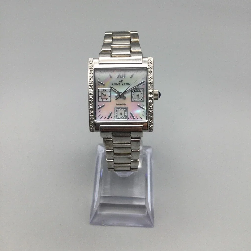 Anne Klein 10/3971 Womens Watch 27mm MOP Dial Diamond Bezel New Battery 6.75